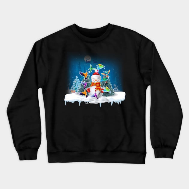 Hummingbird Snowman Merry Christmas Tee Hummingbird Lovers Crewneck Sweatshirt by mazurprop